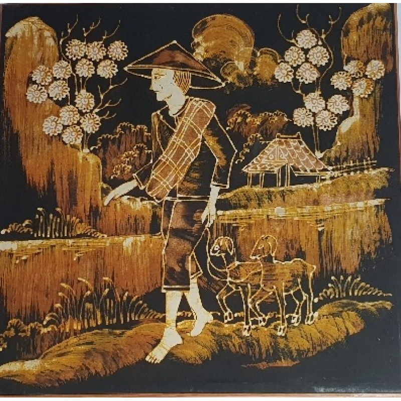 Batik scène op spierraam